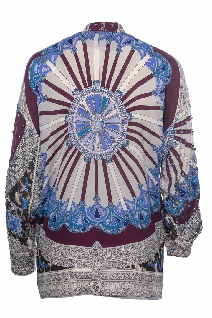 Emilio Pucci Crystal Beaded Silk Size 6 Blouse