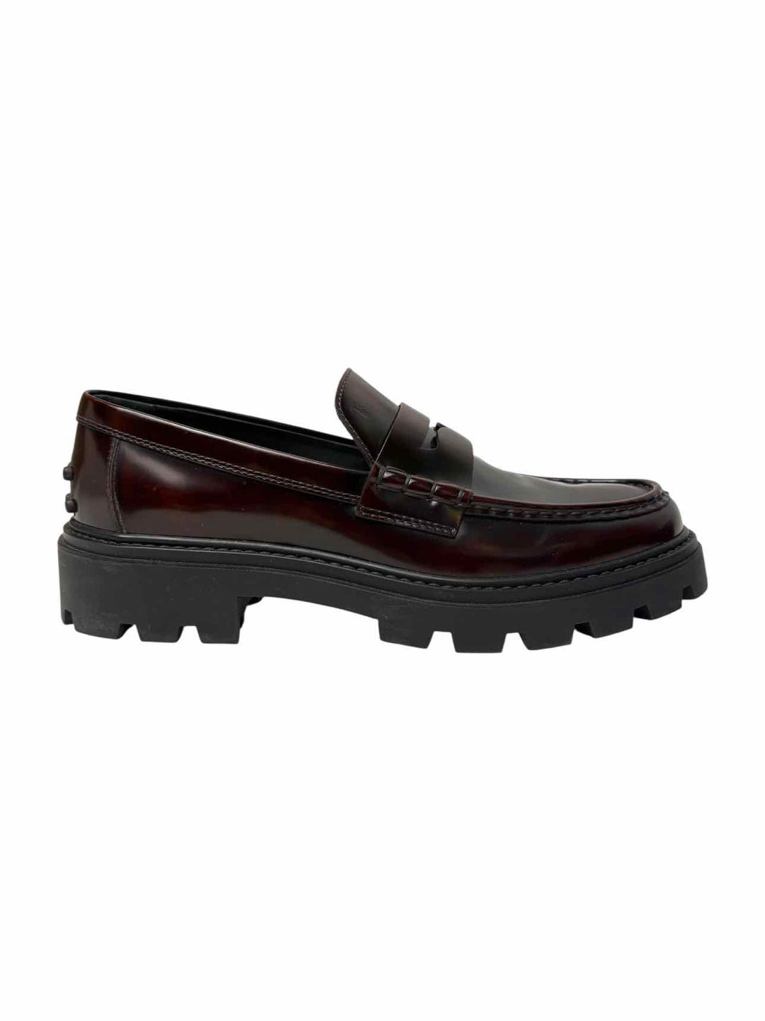 Tod's Gomma Pesante Wine Patent Penny Size 40 Loafers