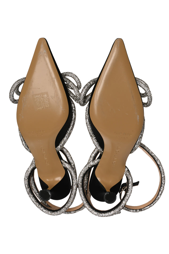 Mach & Mach Size 35 Double Bow 65 Embellished Satin Pumps