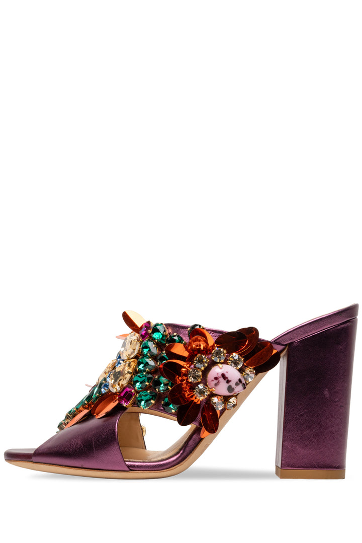 GEDEBE Size 38.5 Jewel Embellished Crossover Mule Sandals