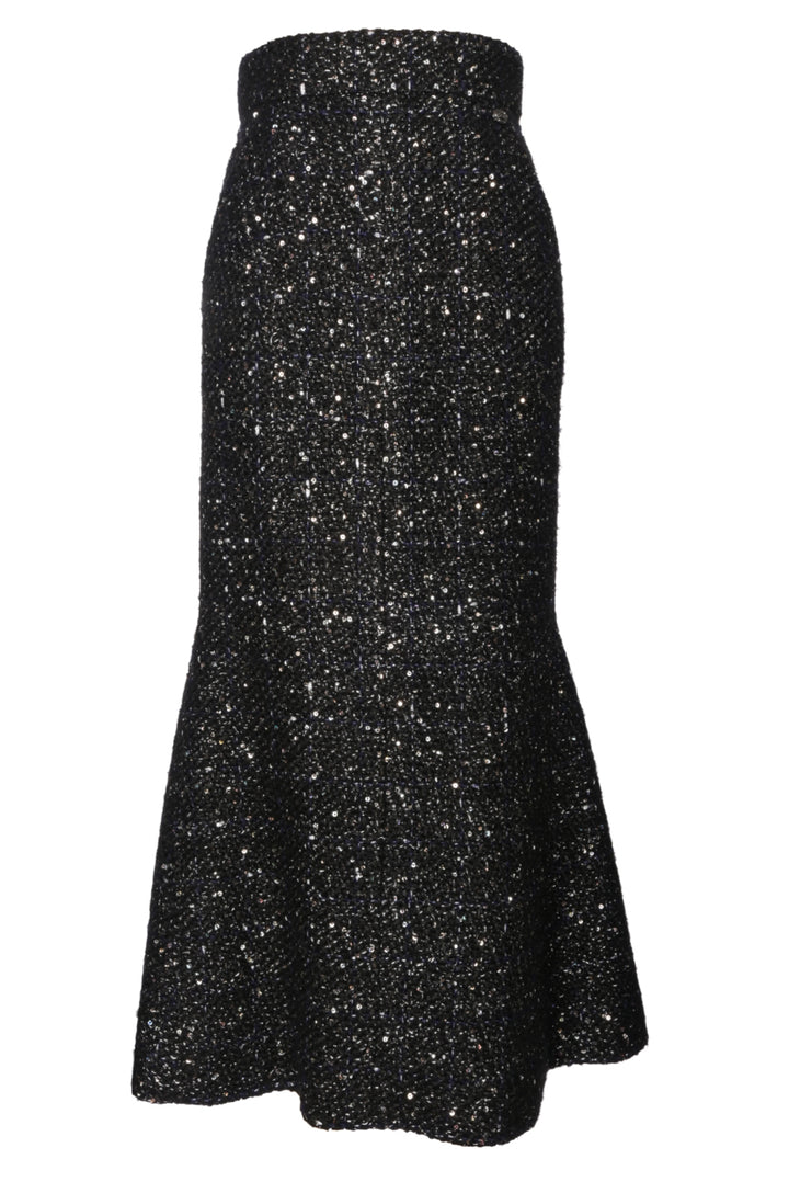 Chanel Size 36 Tweed Sequin Embellished Maxi Skirt