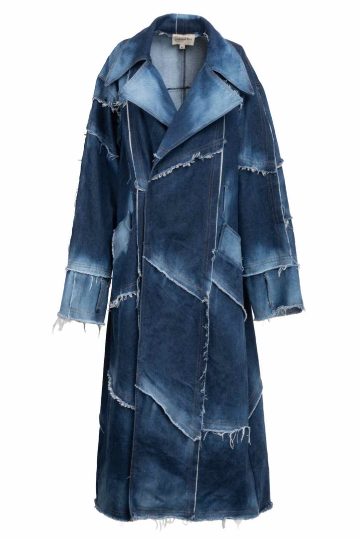 Paloma Lira Size XL Sample Upcycled Patchwork Denim Trench Coat