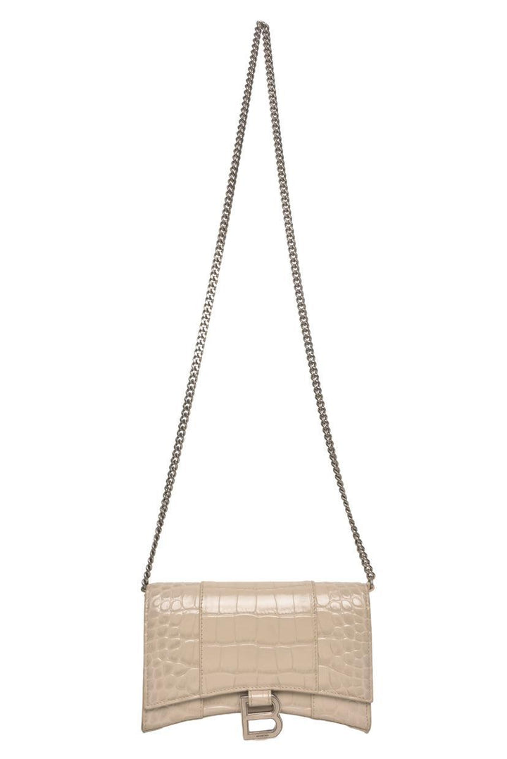 Balenciaga Hourglass Wallet on Chain Croc Embossed Crossbody