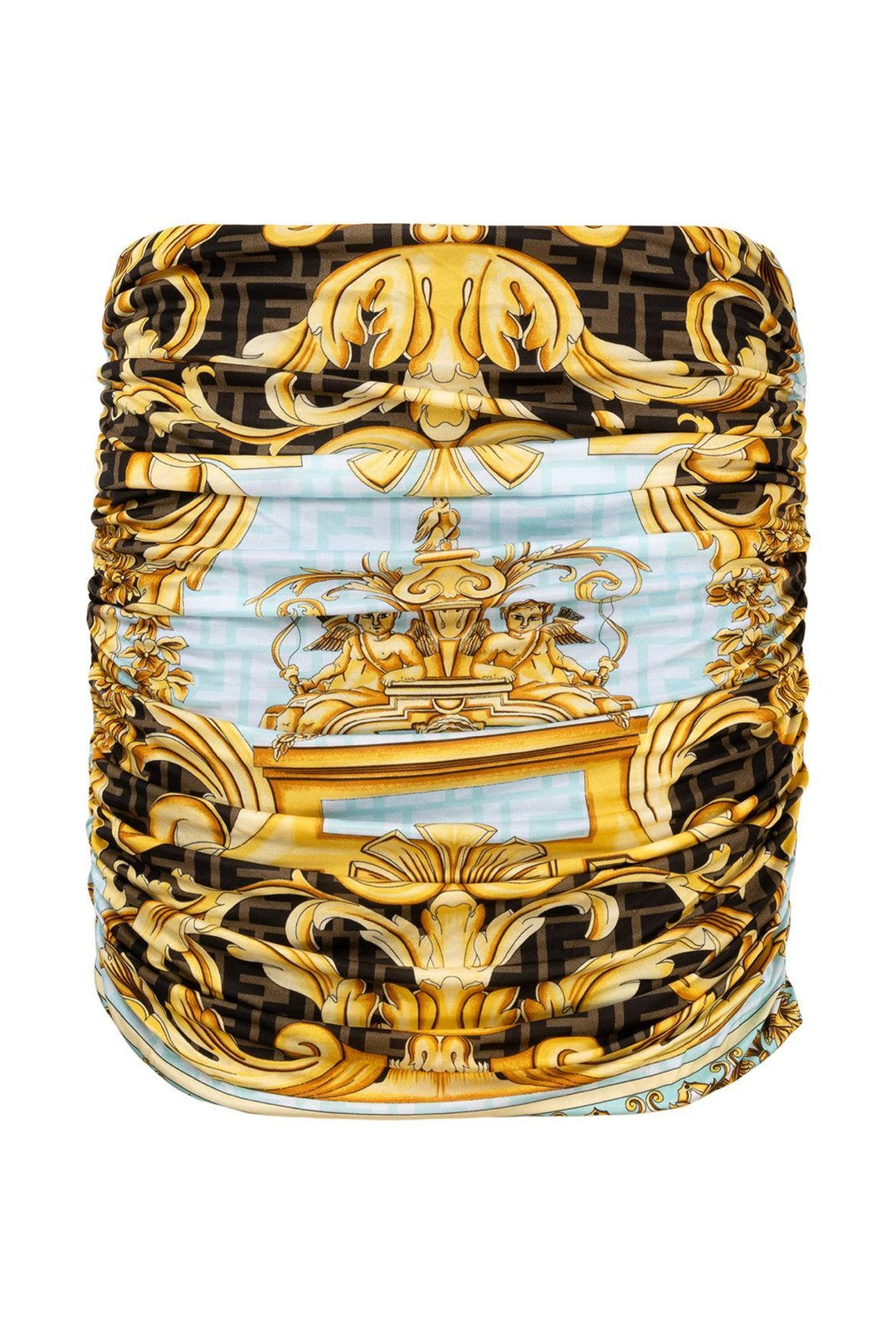 Fendi x Versace Size 42 Fendace Baroque Ruched Mini Skirt