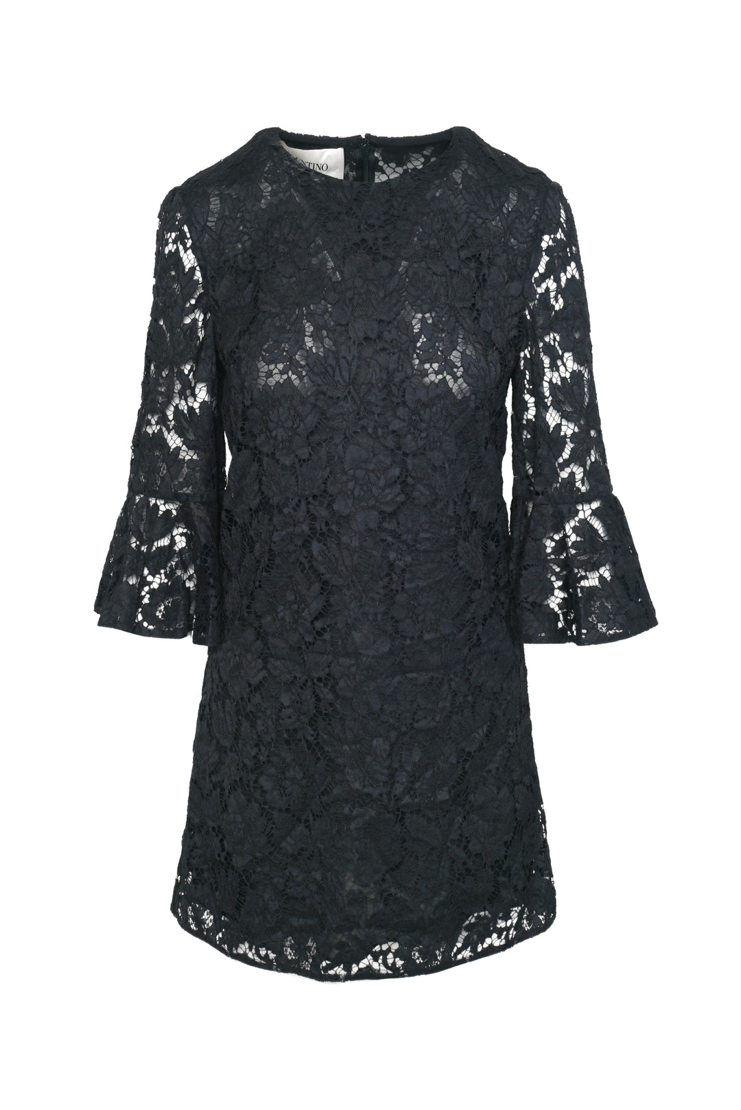 Valentino Size 4 Lace Flutter Sleeve Shift Dress
