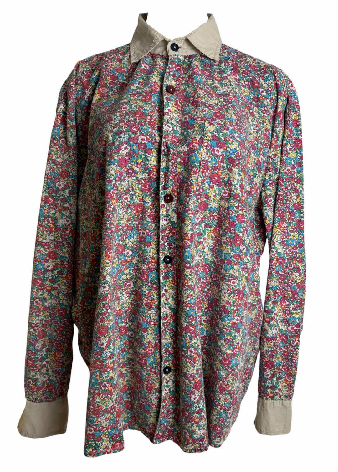 Magnolia Pearl Size OS Cotton Floral Boyfriend Blouse