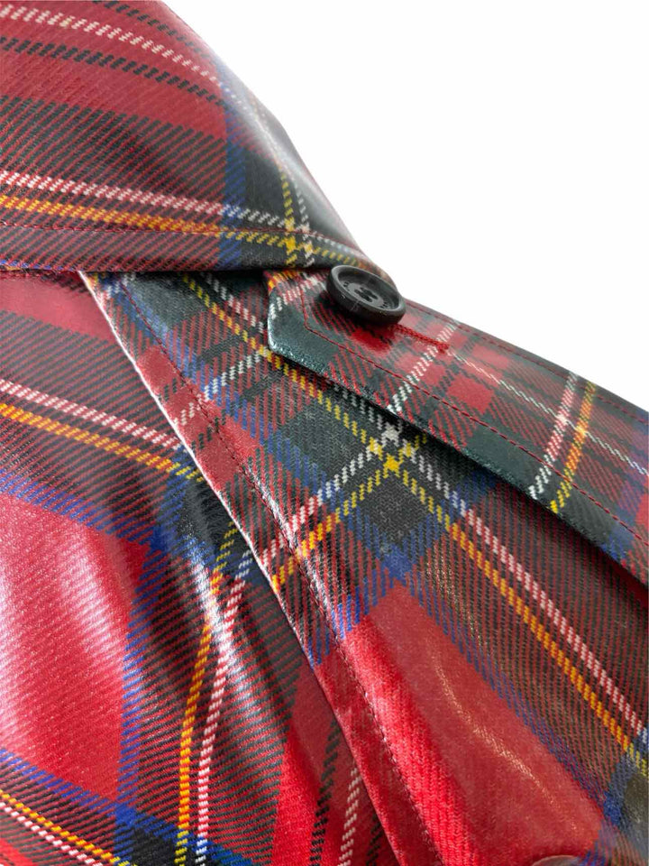 Burberry Size 2 Laminated Tartan Wool Trench Coat