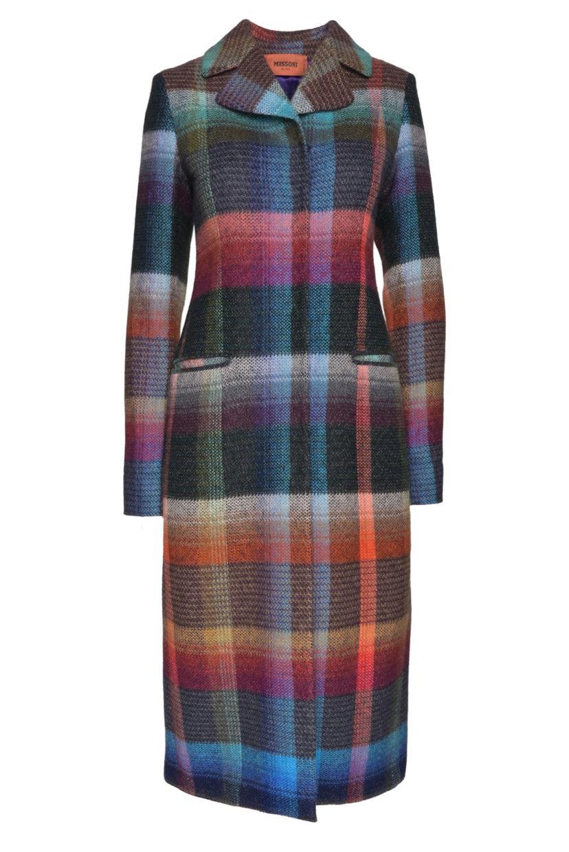Missoni Size 40 Multi-colour Check Mohair Blend Coat