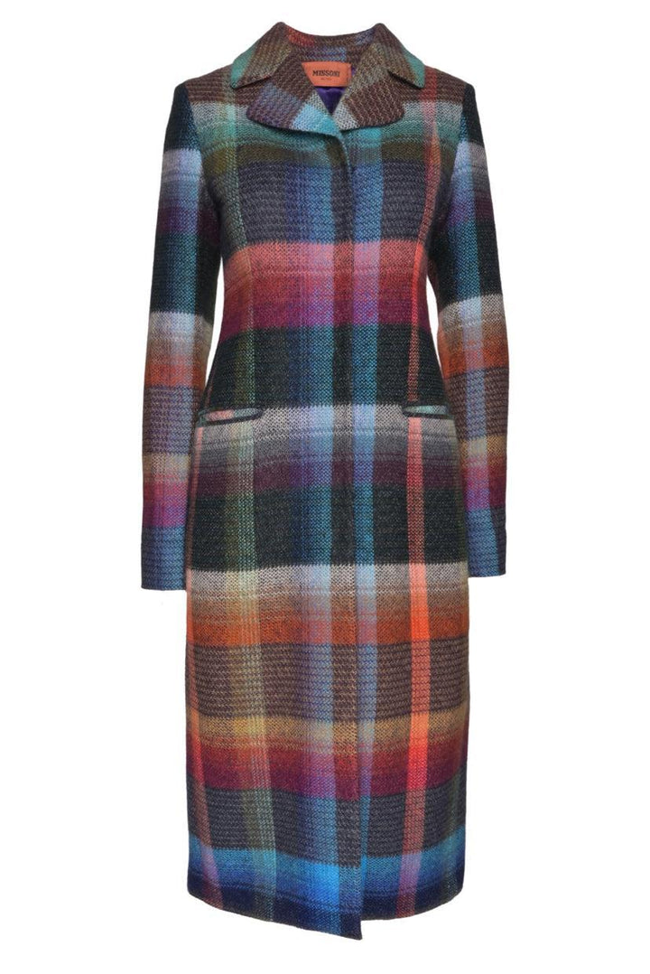 Missoni Size 40 Multi-colour Check Mohair Blend Coat
