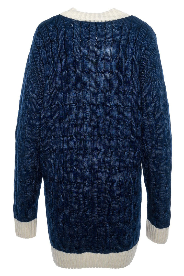 Balmain Size 40 Logo Patch Cableknit Cardigan