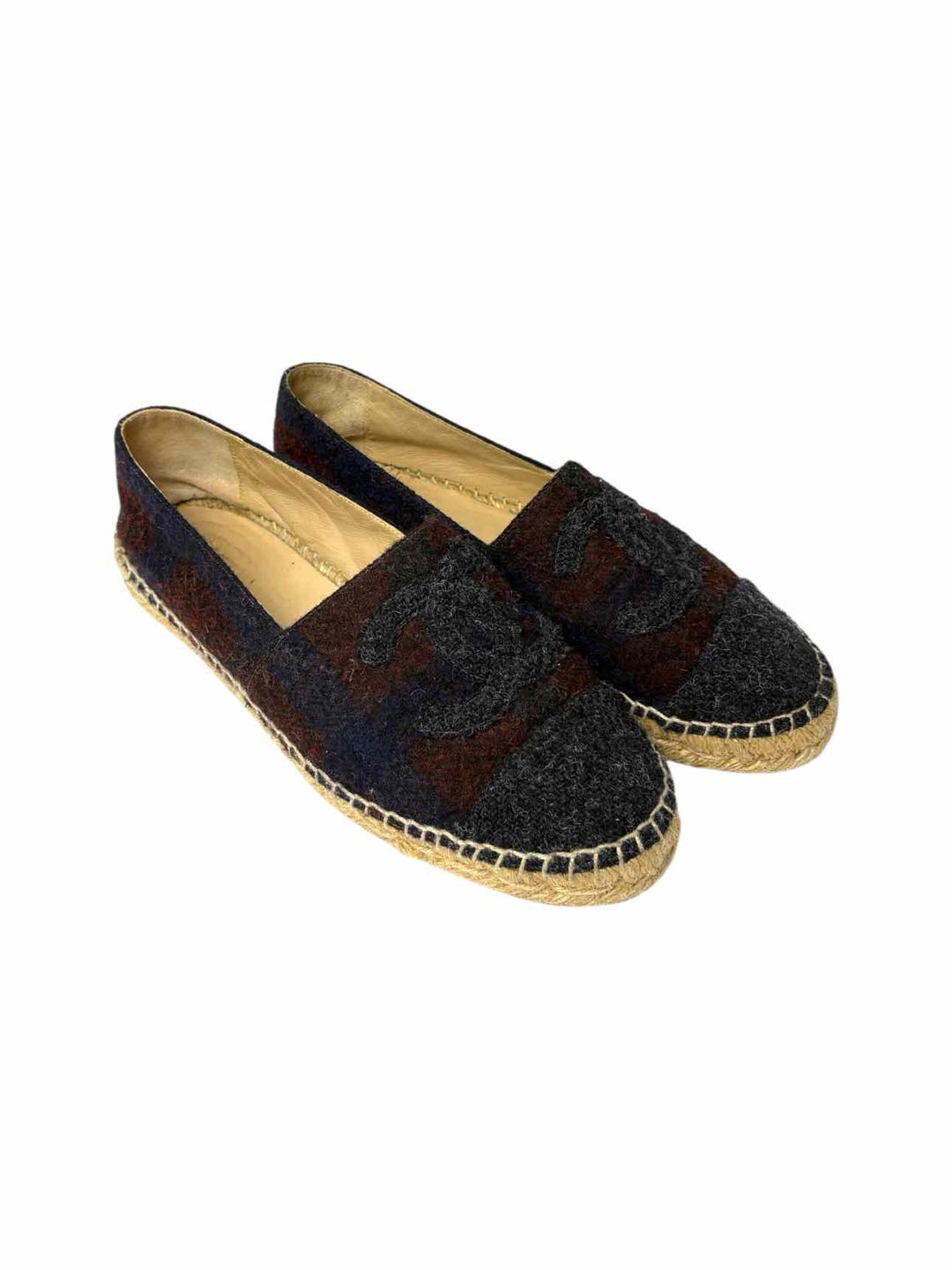Chanel Wool Logo Espadrilles Size 37 Flats
