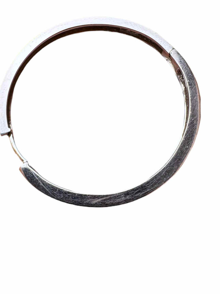 10KT White Gold Round Hoop 60 Diamond Stone Count Earrings