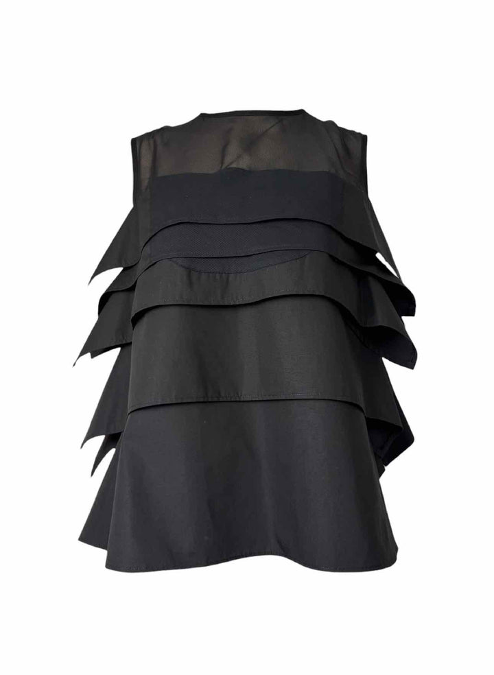 Sacai Size 4 Pleated Panel Cotton Blend Tank Top