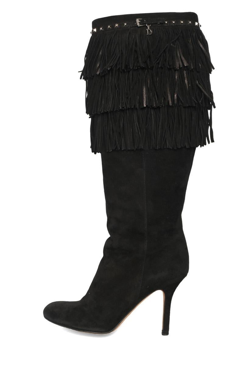 Christian Dior Size 36 Suede Fringe Knee High Boots