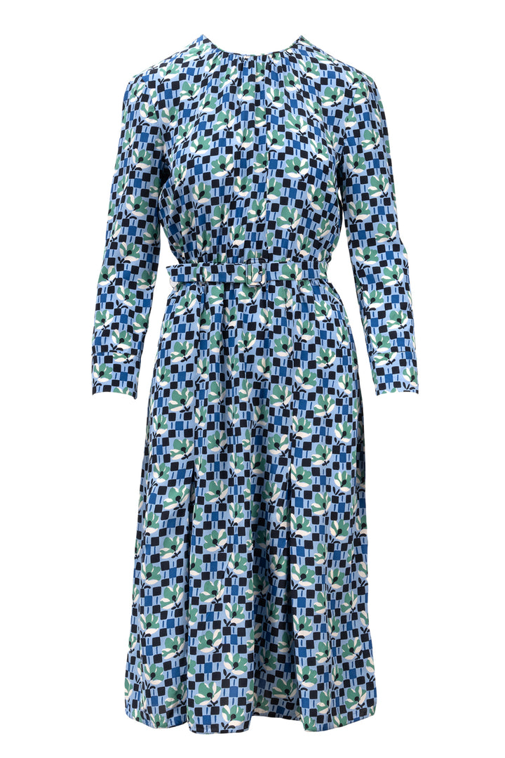 Prada Size 42 2016 Midi Floral Pattern Silk Dress