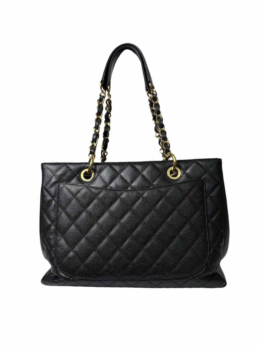 Chanel Black Caviar Quilted Leather Grand Shopping Tote Purse