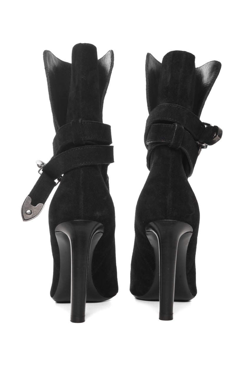 Saint Laurent Size 39 Mica Western Buckle Suede Ankle Boots