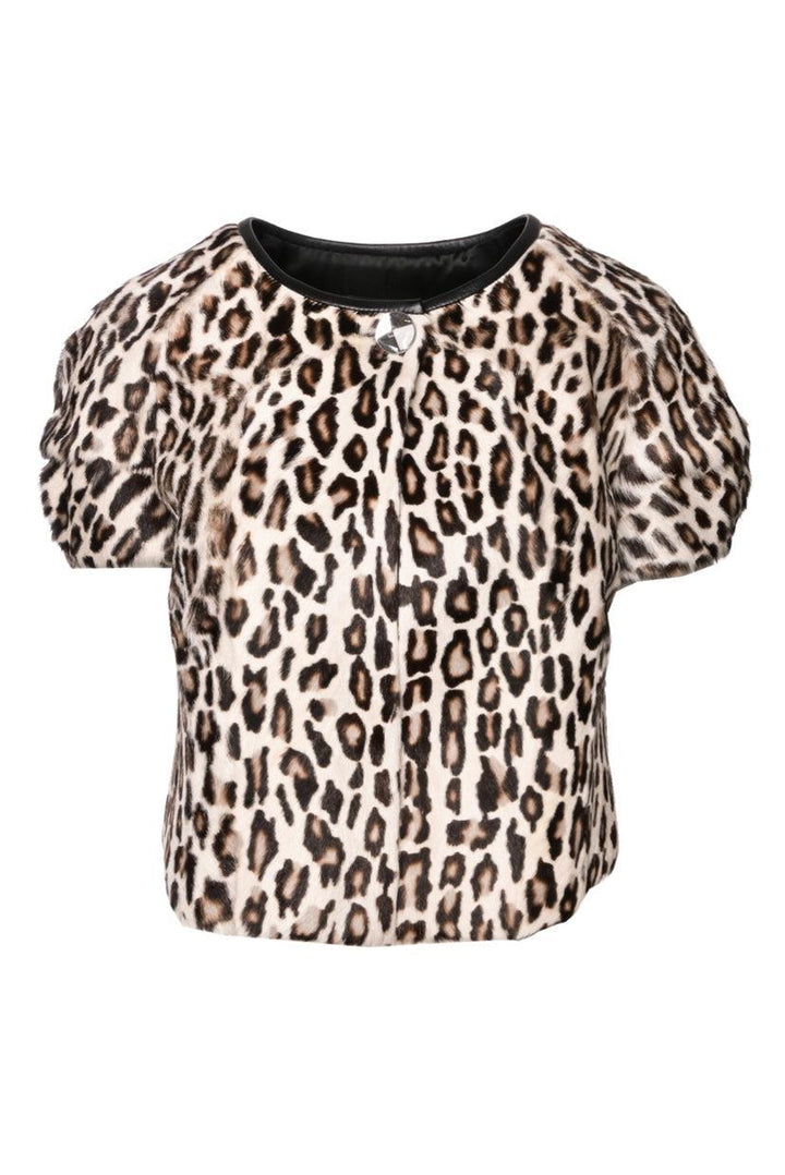 Emporio Armani Size 40 Fur Leopard Print Short Sleeve Jacket