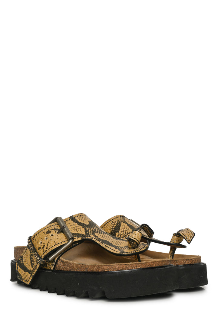 Acne Studios Size 37 Beline Python-Effect Leather Thong Sandals