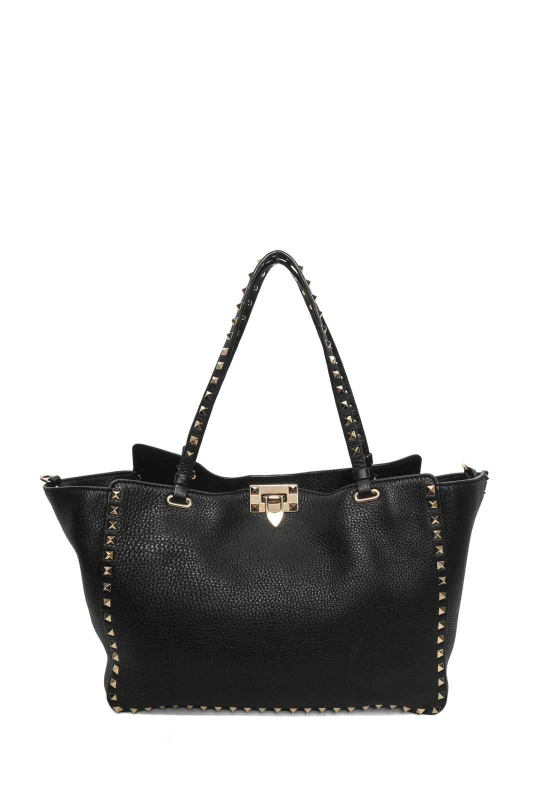 Valentino Rockstud Grained Calfskin Pebbled Leather Tote