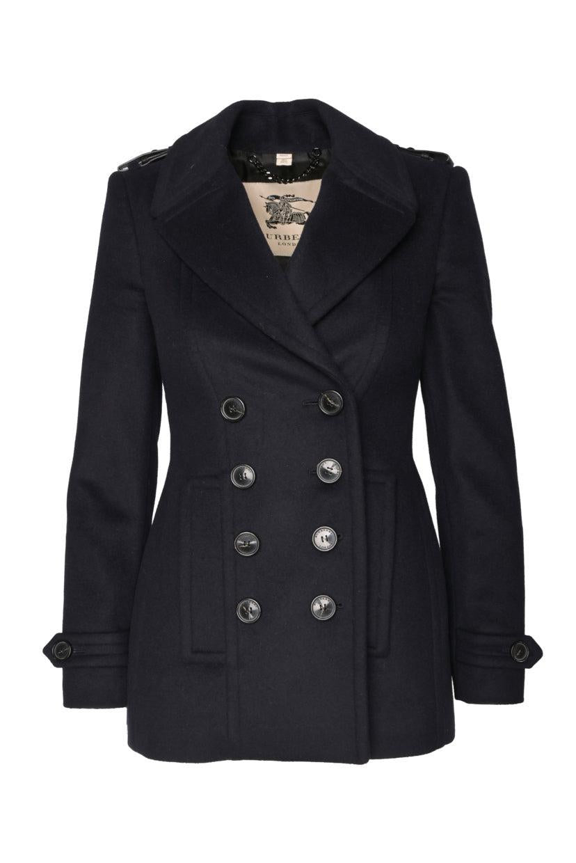 Burberry London Size 2 Double Breasted Wool Blend  Coat