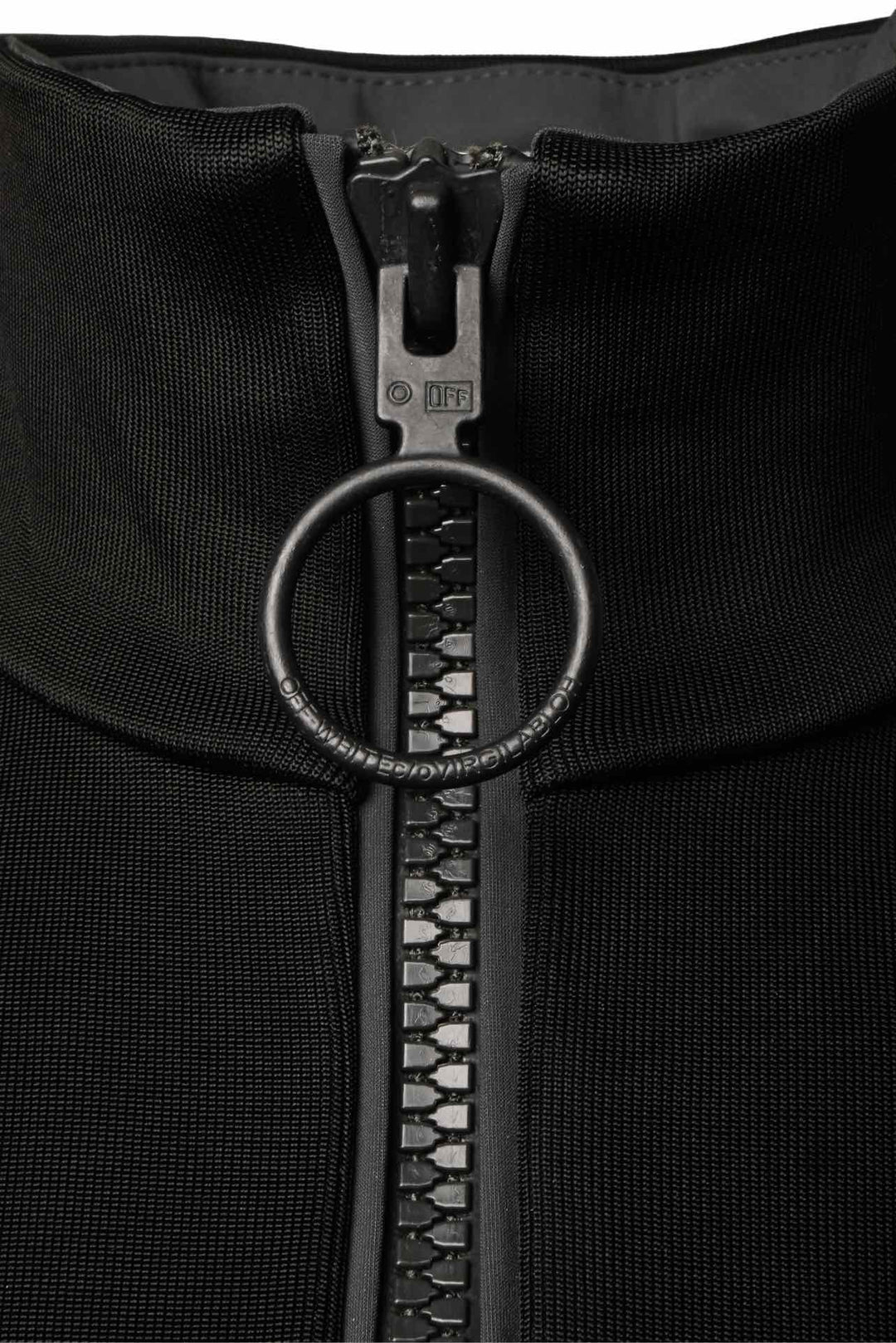 Off White Zip Up Ribbed Longsleeve Dress