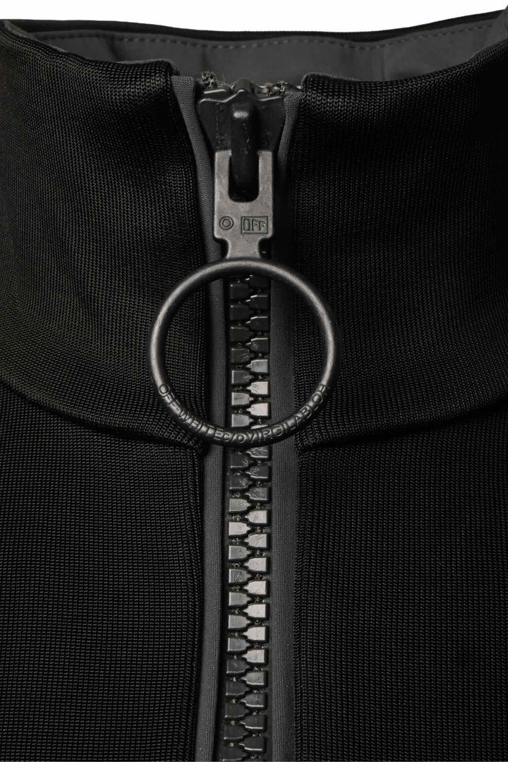 Off White Zip Up Ribbed Longsleeve Dress