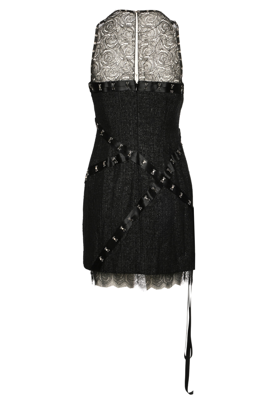Chanel Size 40 2003 Snap Collection Lace & Wool Sleeveless Dress