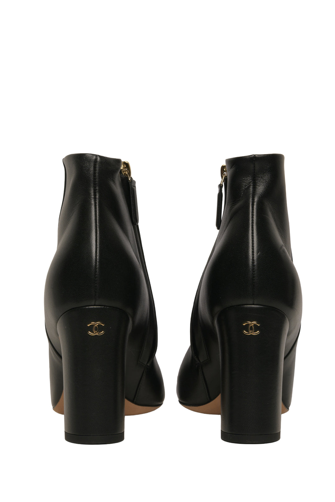 Chanel Size 37.5 Lambskin Open Tote Ankle Boots