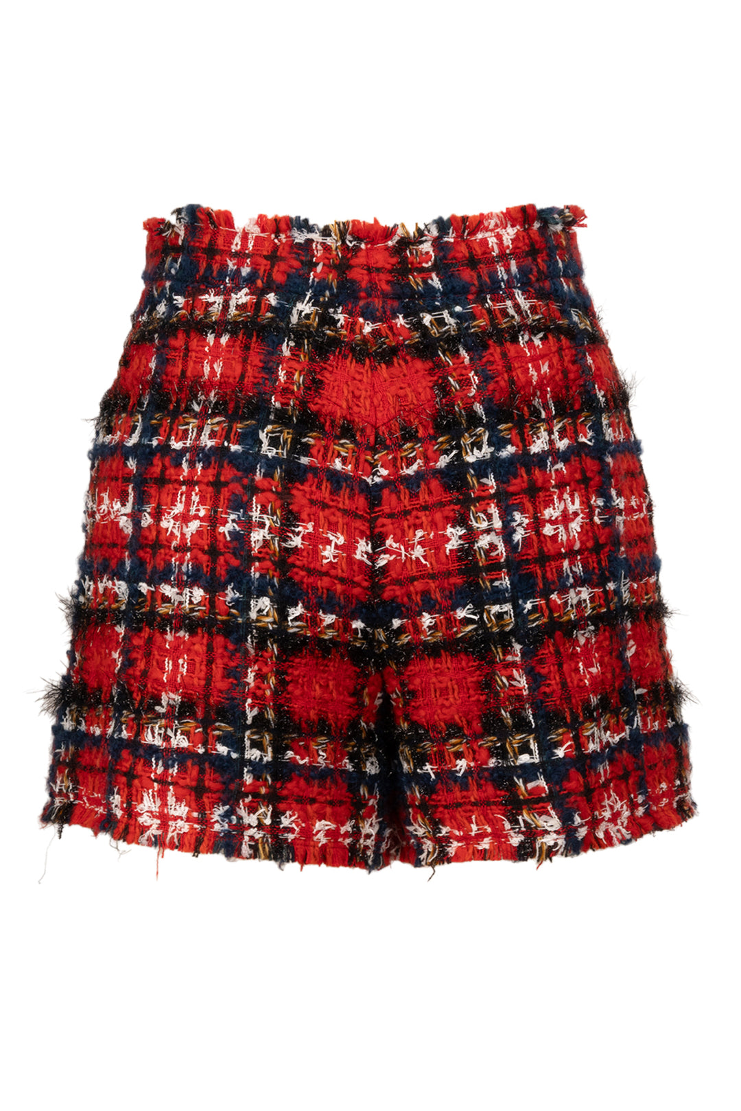 Balmain Size 36 Frayed Check Tweed Shorts