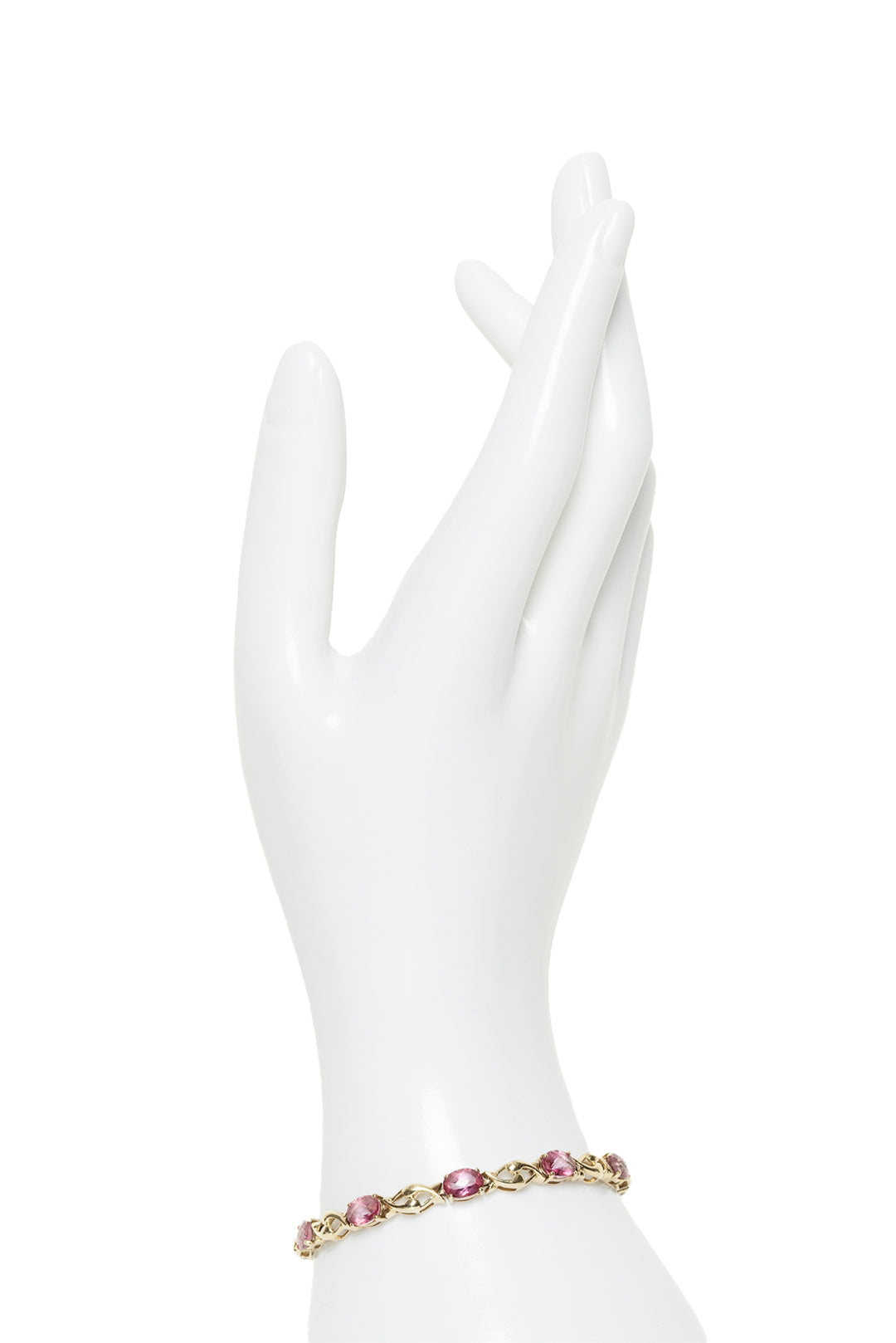 Yellow gold diffused pink topaz bracelet