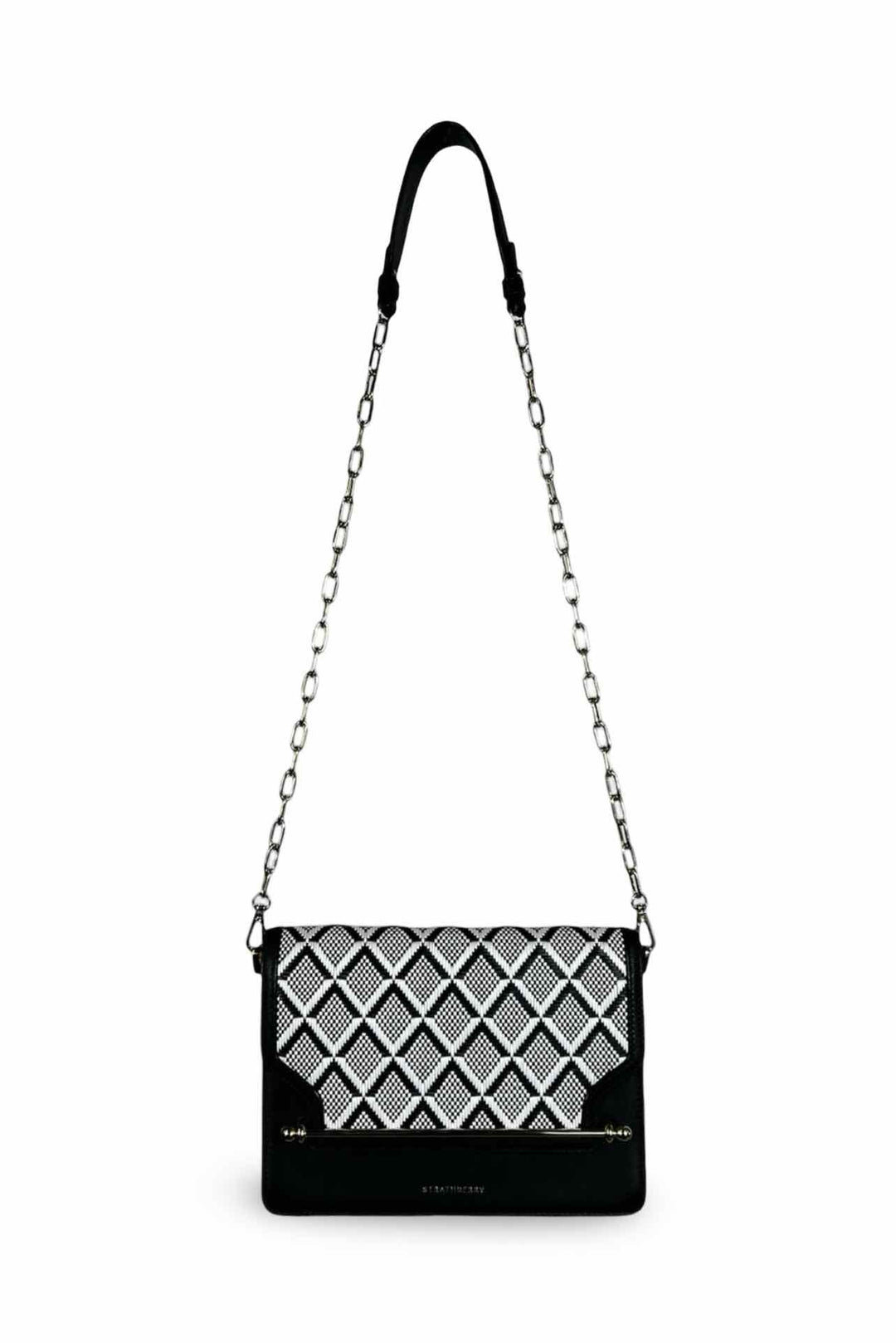 Strathberry Monochrome Weave Mini East/West Calfskin Leather Crossbody
