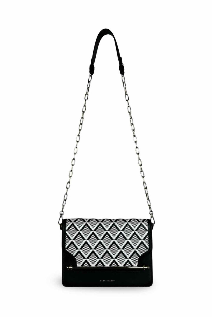 Strathberry Monochrome Weave Mini East/West Calfskin Leather Crossbody