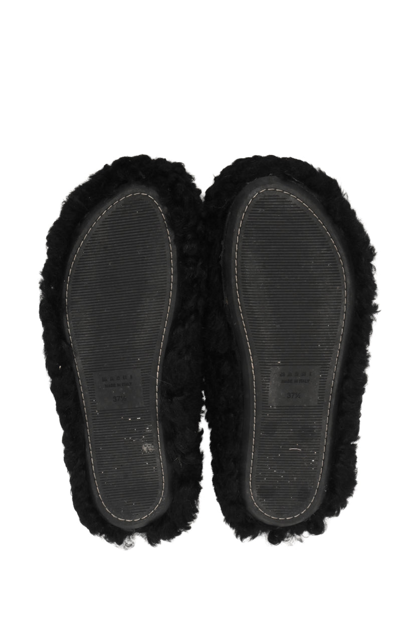 Marni Size 37.5 Sabot Shearling Slippers