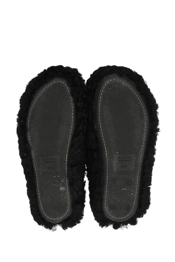 Marni Size 37.5 Sabot Shearling Slippers