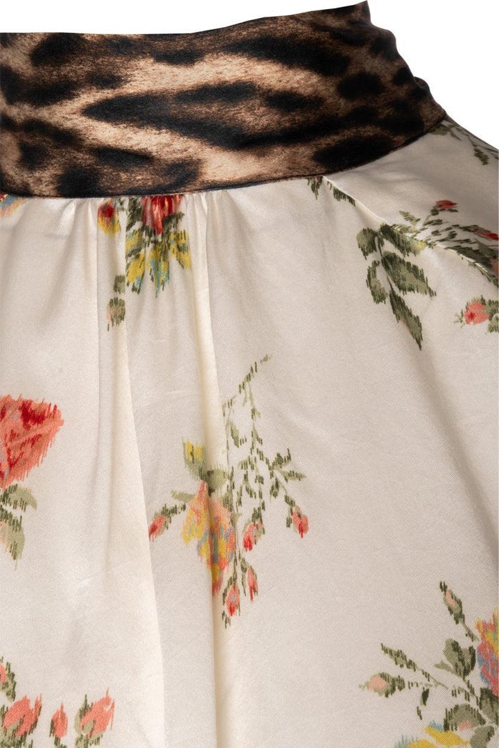 R13 Size XS Contrast Print Silk Neck Tie Top