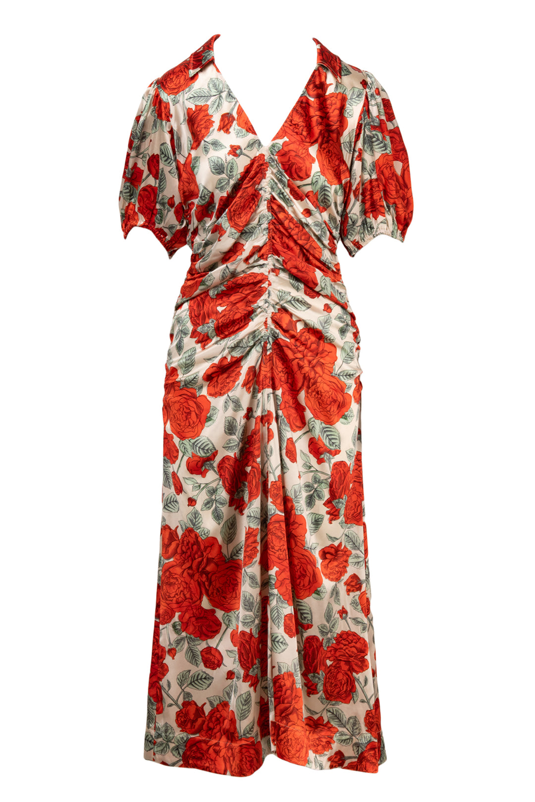 Ganni Size 38 Silk Rose Print Dress