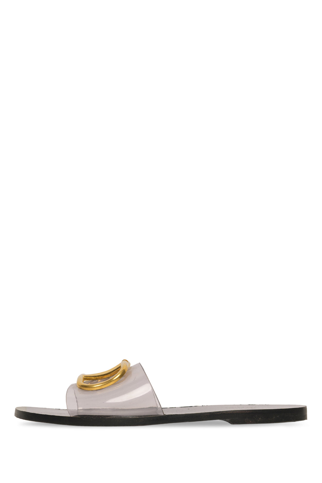 Valentino Size 38 PVC Transparent V Logo Flat Slides