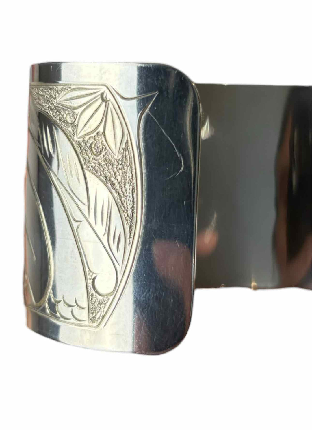 Silver Carved Indigenous Bracelet