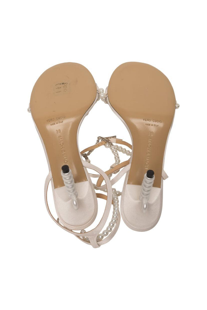 Mach & Mach Size 39 Pearl Bow Satin Sandals