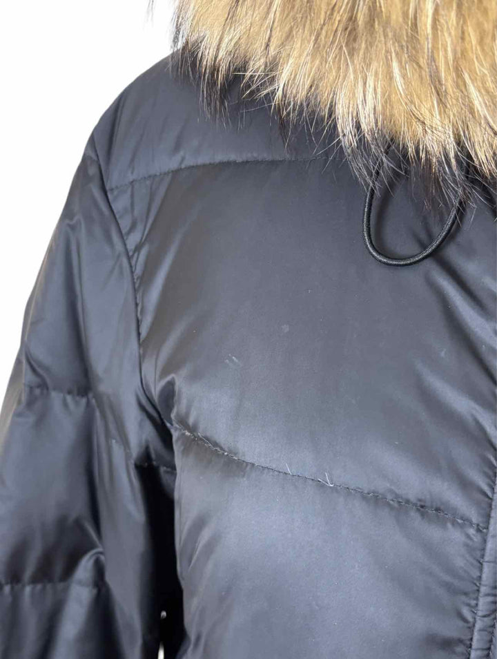 Burberry London Size 46 Quilted Poly Fur Trimmed Coat