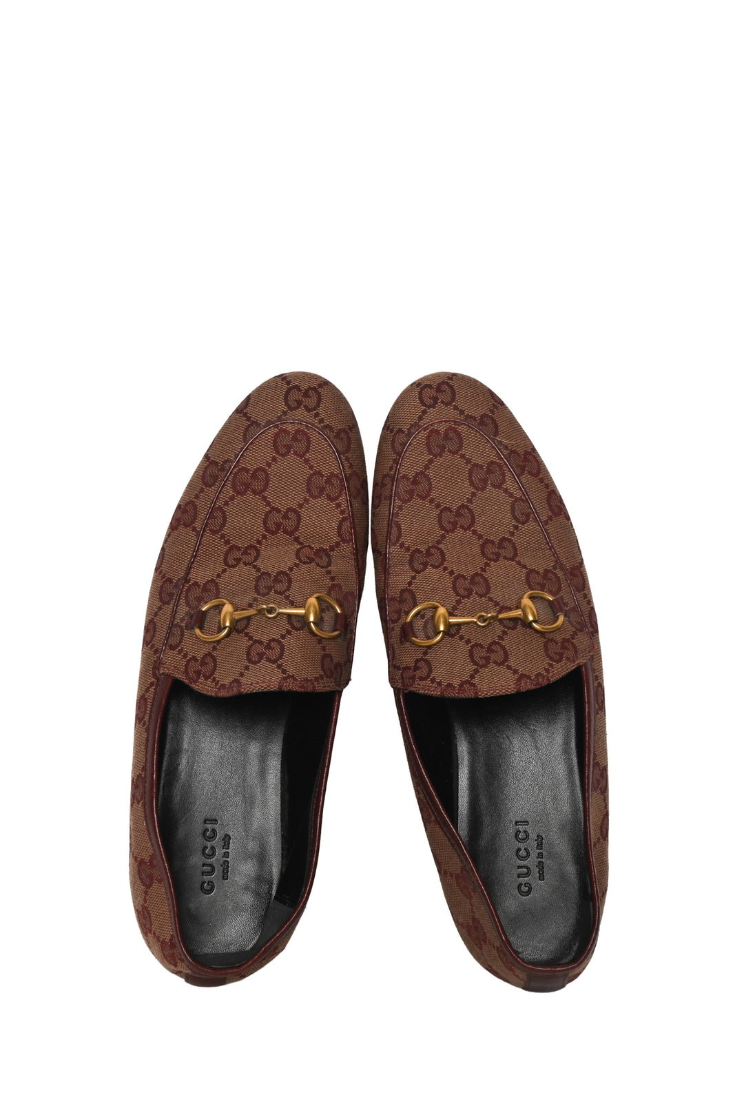 Gucci Size 37.5 Canvas GG Jordaan Loafers