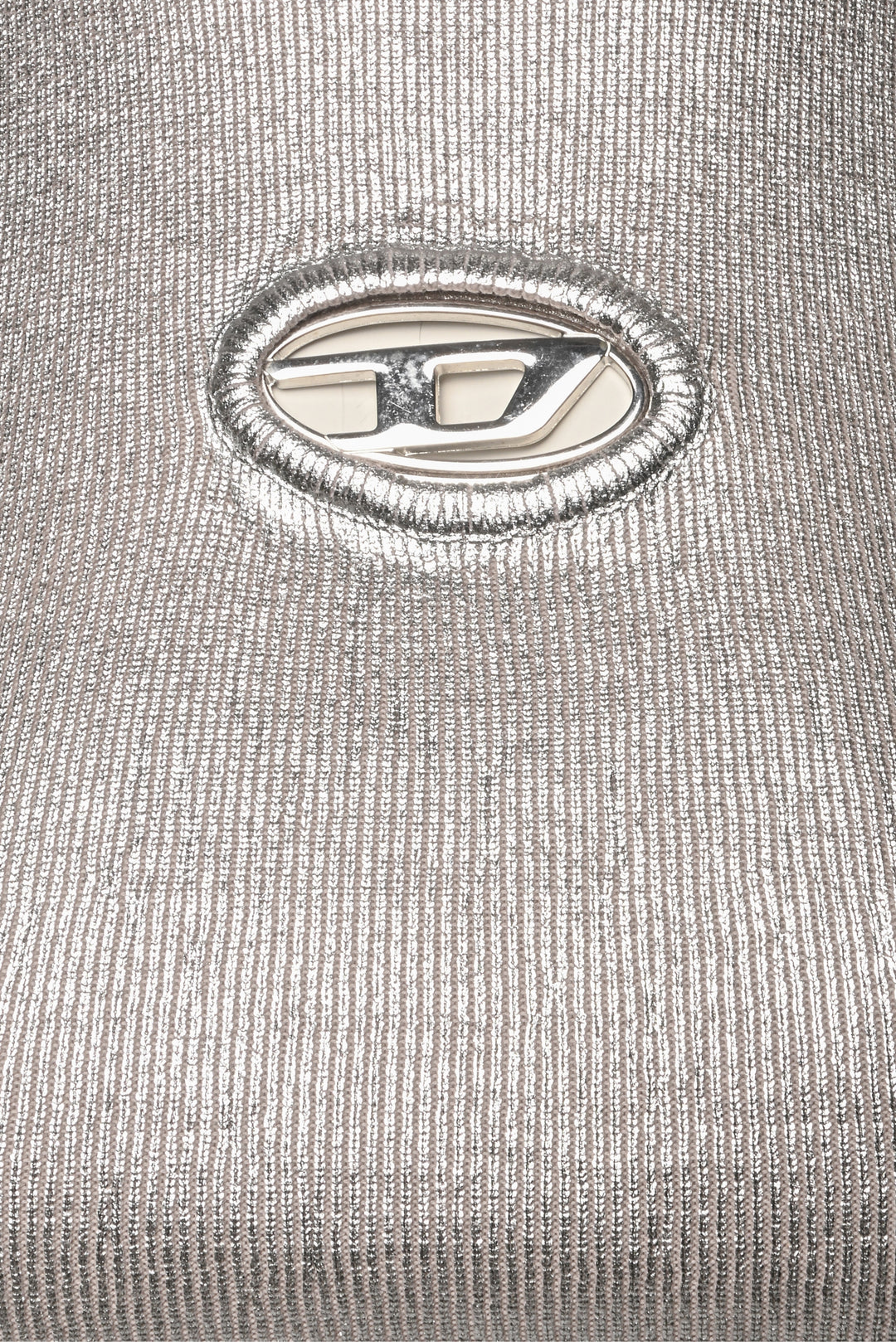 Diesel Size S Metallic Ribbed Knit Logo Tank Top