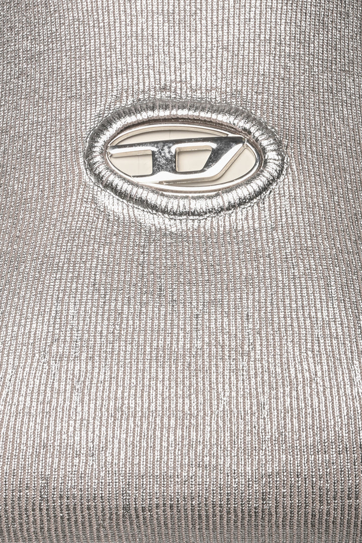 Diesel Size S Metallic Ribbed Knit Logo Tank Top
