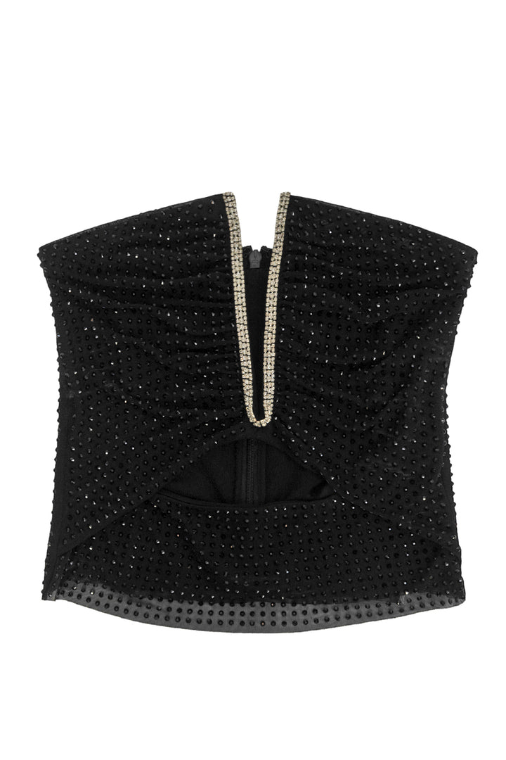 Self Portrait Size 4 Strapless Rhinestone Top