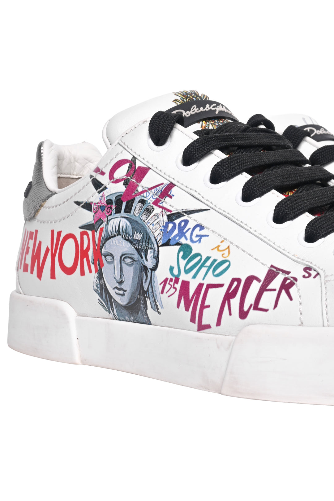 Dolce & Gabbana Size 38 Leather Graffiti Print Low-Top Sneaker