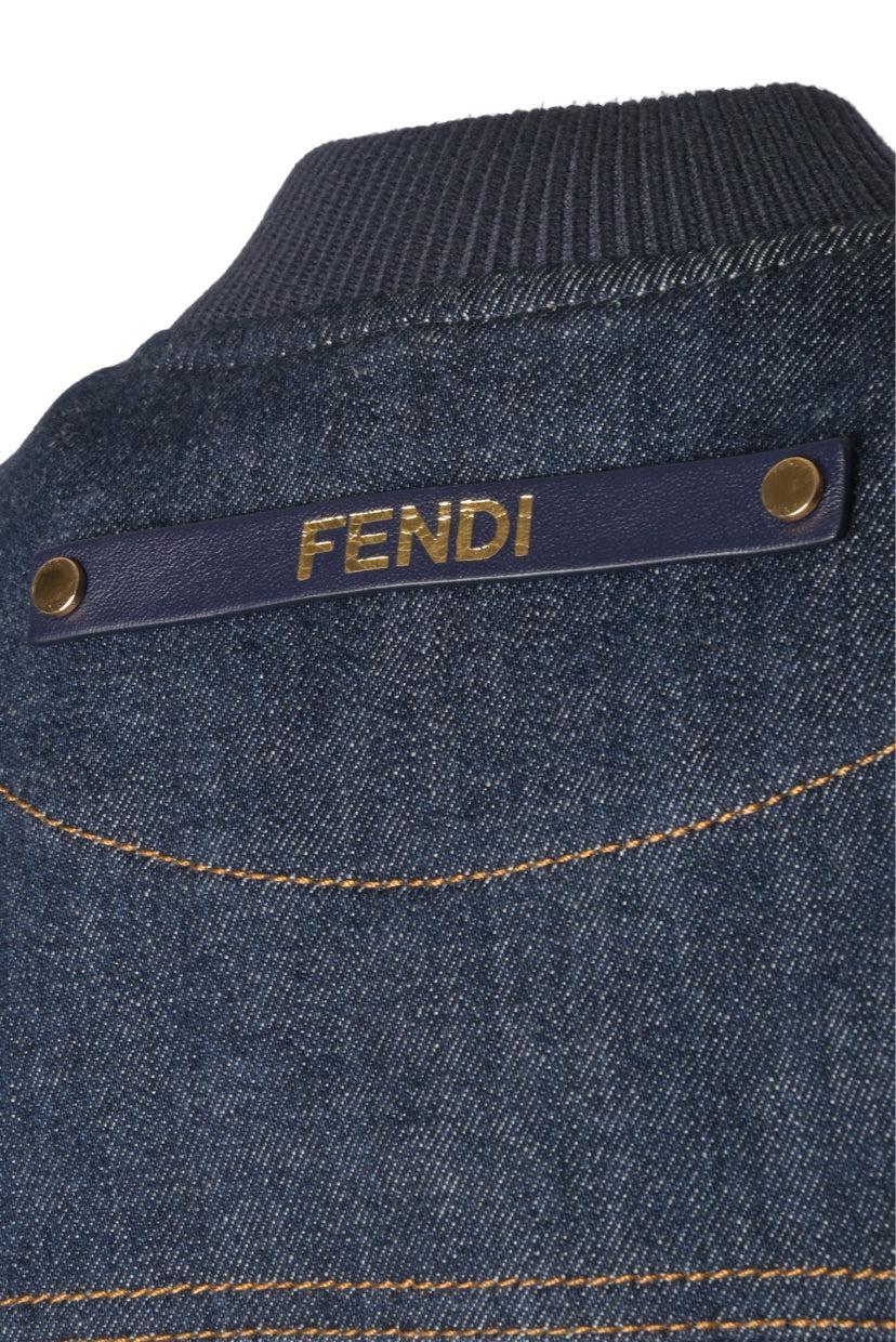 Fendi Size 36 Silk Quilted Denim Jacket