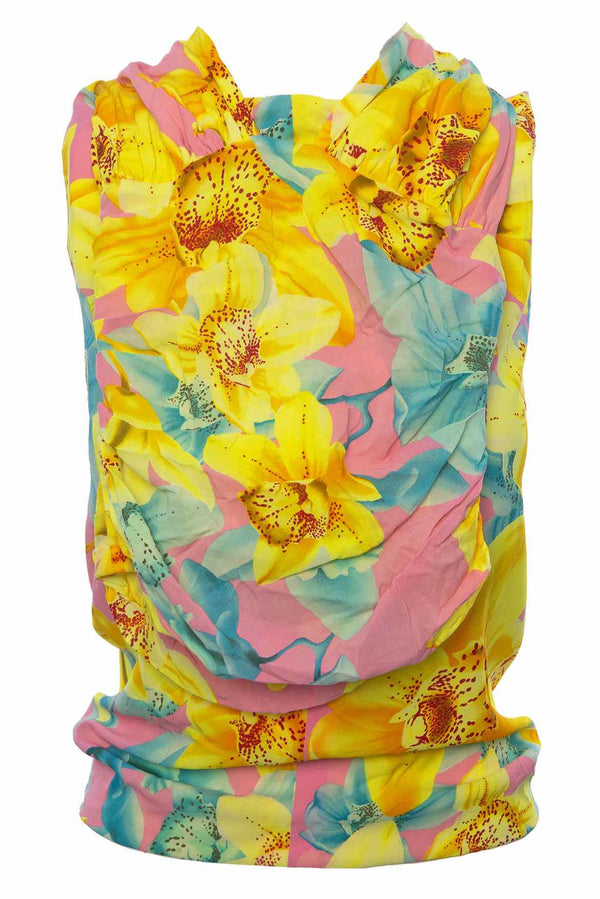 Versace Size 38 SS 2004 Orchid Print Top + Skirt Suit