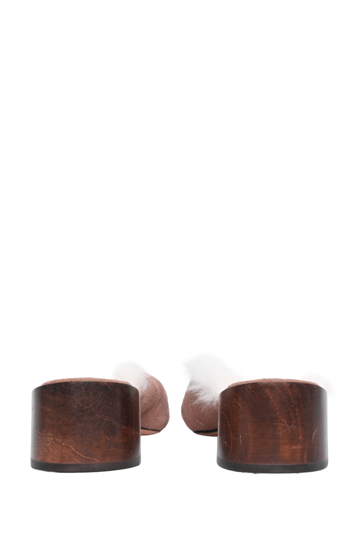 Mari Giudicelli Size 39 Fur Lined Leblon Mules