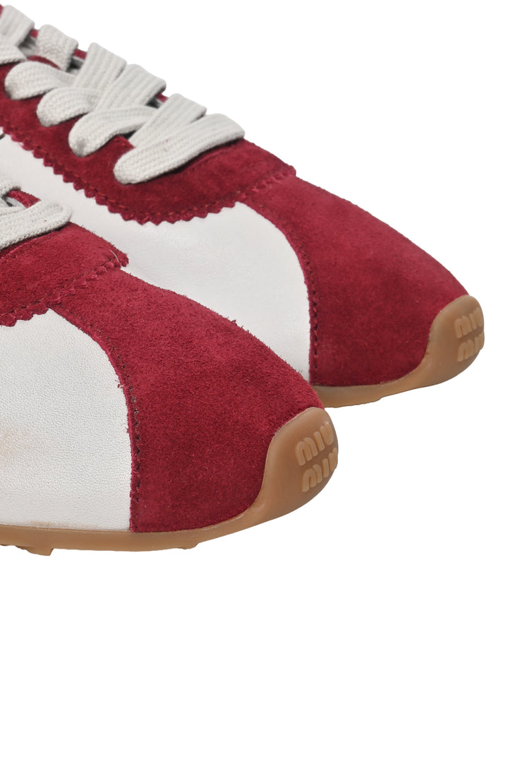 Miu Miu Size 41 Plume Nappa Leather & Suede Sneaker